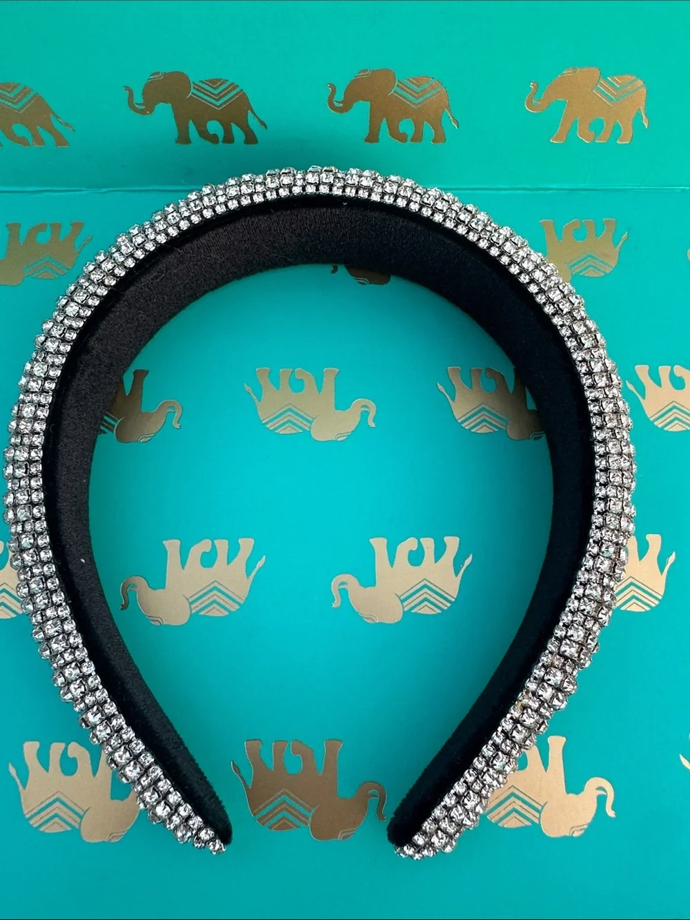 Rhinestone Embellished Black Crystal Headband